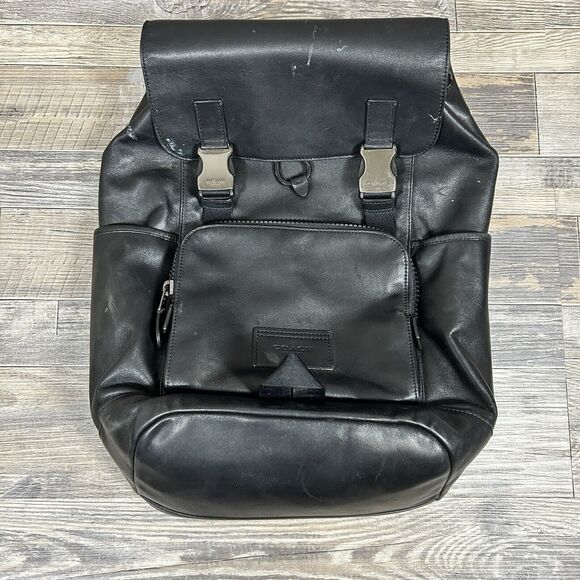 COACH MEN’S LEATHER TRACK BACKPACK - C2710 BLACK - Picture 1 of 11